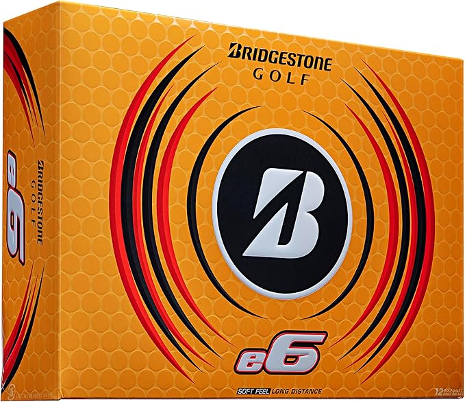 Bridgestone e6 golf balls, white, with Bridgestone logo for the budget golfer