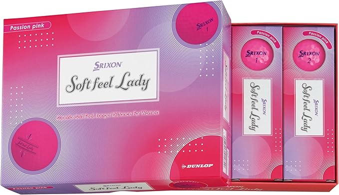 Srixon Soft Feel Lady golf balls retail box, designed for women golfers and budget golfers
