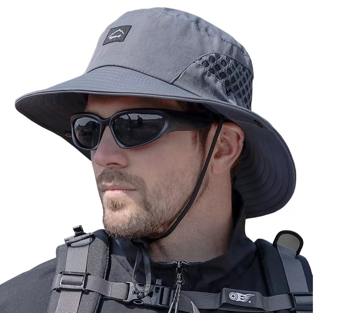 PF50+ Wide Brim Sun Hat for Men Women, UV Protection Hiking Beach Bucket Hats Summer Safari Hat