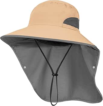 Outdoor Sun Hat Detachable Neck Face Flap UPF 50+UV Protection Visor Fishing Hats with Neck Flap for Men & Women