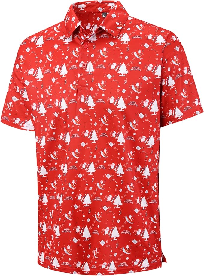 Christmas Golf Shirt Red Orange